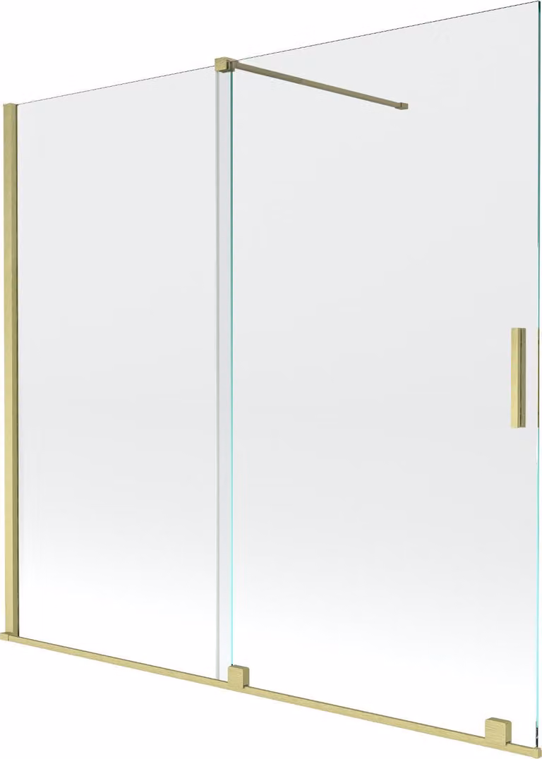 Mexen Velar paratia da bagno scorrevole a 2 ante 170 x 150 cm, trasparente, oro spazzolato - 896-170-000-01-55