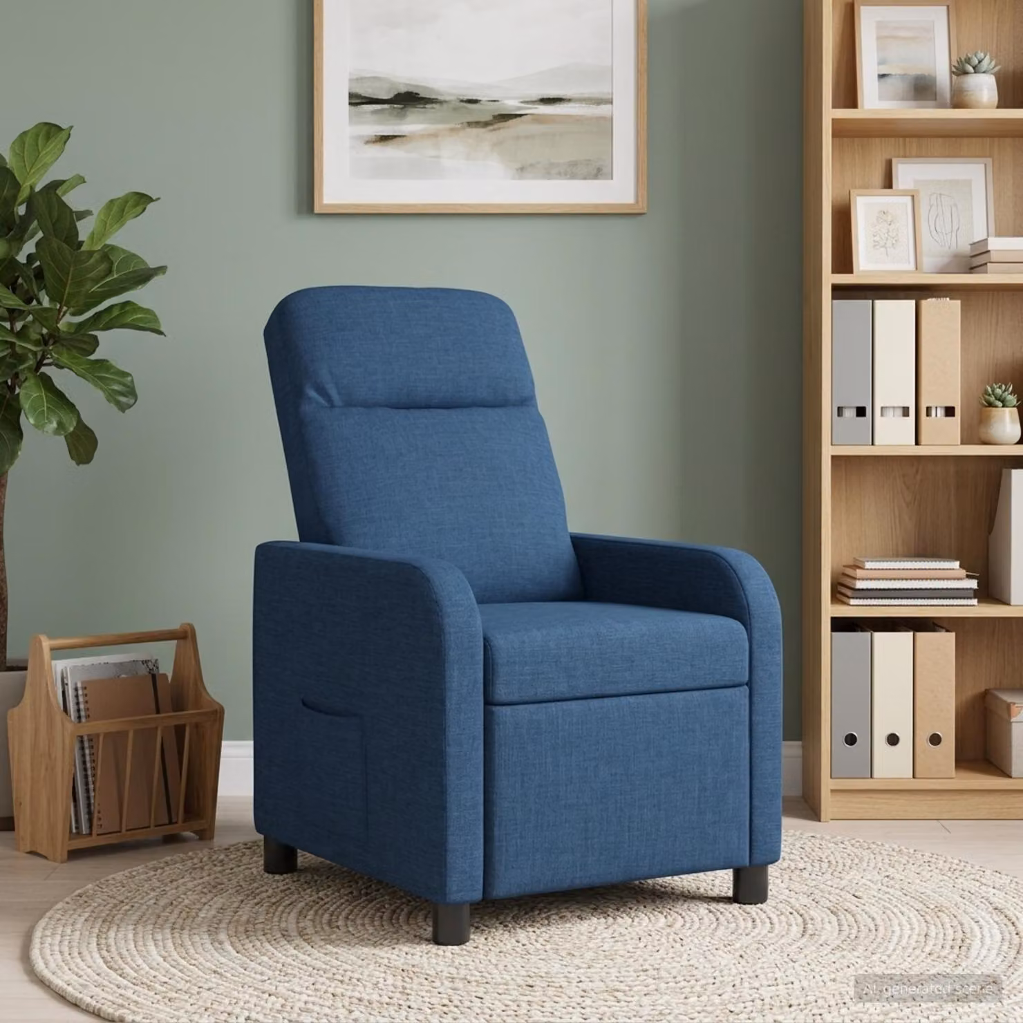 vidaXL Poltrona reclinabile relax Blu in tessuto con braccioli e struttura moderna