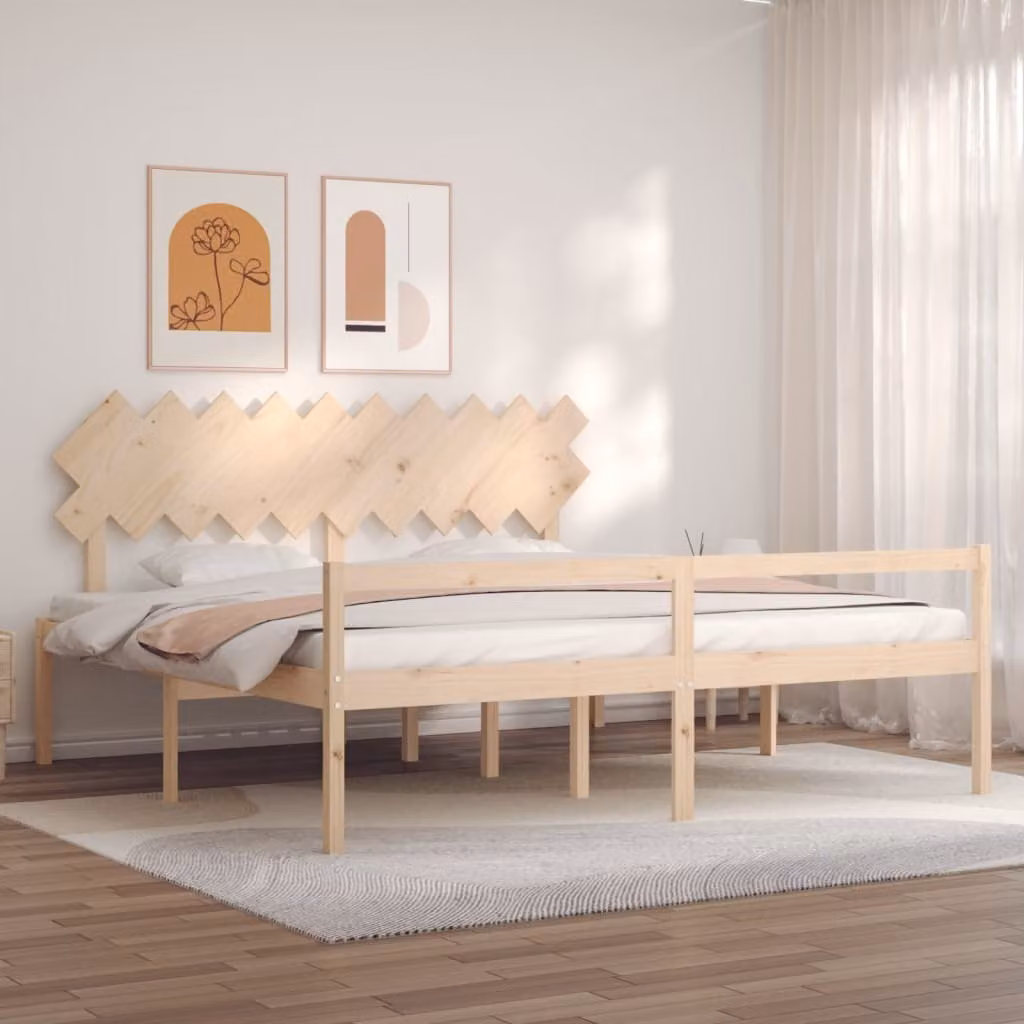 The Living Store Letto senior con testiera 200x200 cm in legno massiccio