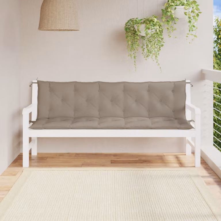 Set di 2 cuscini per panca da giardino vidaXL in tessuto Oxford impermeabile e traspirante, colore tortora, L 180 cm x P 50 cm x H 7 cm