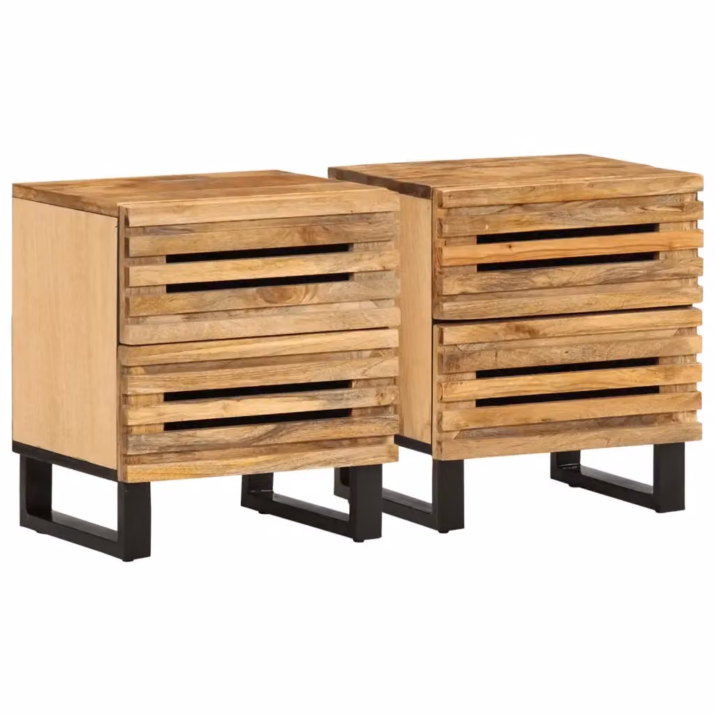 Set di 2 comodini in legno di mango e metallo stile industriale vidaXL marrone L/P/H: 40 x 34 x 46 cm – 2