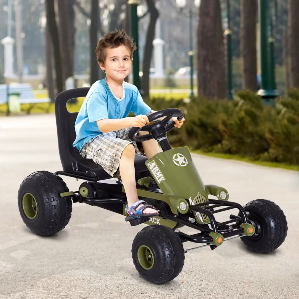 Go Kart a Pedali Racing Minimal per Bambini Nero e Verde L: 99 cm, P: 65 cm, H: 56 cm – 2