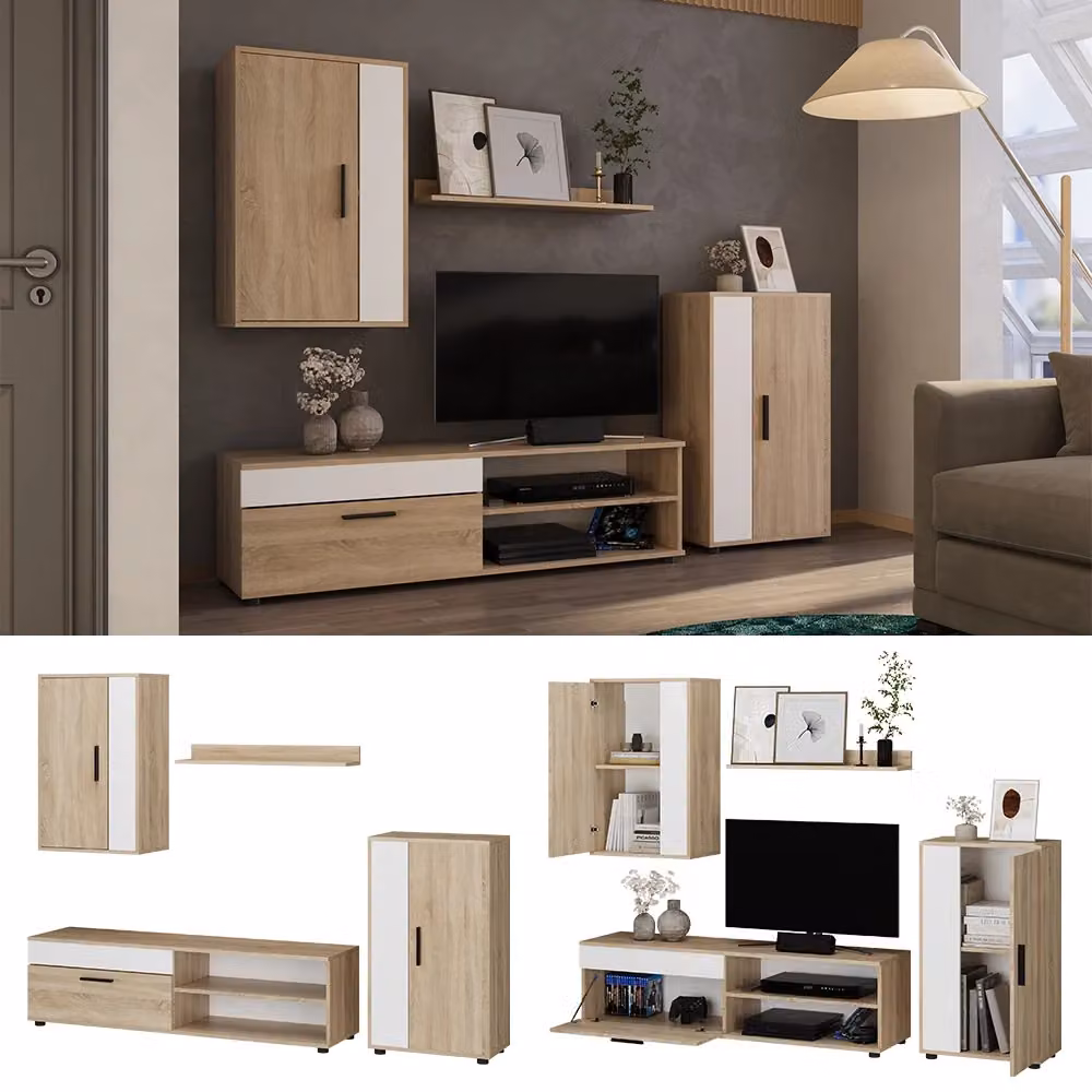 Parete attrezzata Vicco Berno Sonoma marrone, set di 4 pezzi moderni per soggiorno – 2