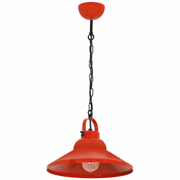 Lampada a sospensione industriale rossa su catena Iron 1xE27 15W Luminex