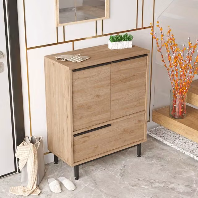 Madia Rive DMORA con 3 ripiani in colore Marrone Rovere, L 75 cm, P 36 cm, H 90 cm – 1