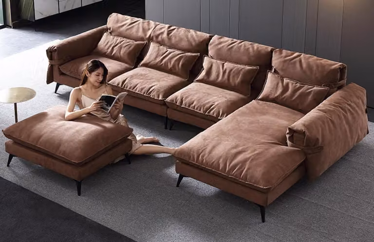 Wohnlandschaft L-Form Modern Braun Design Sofas Ecksofa Couch Polsterung