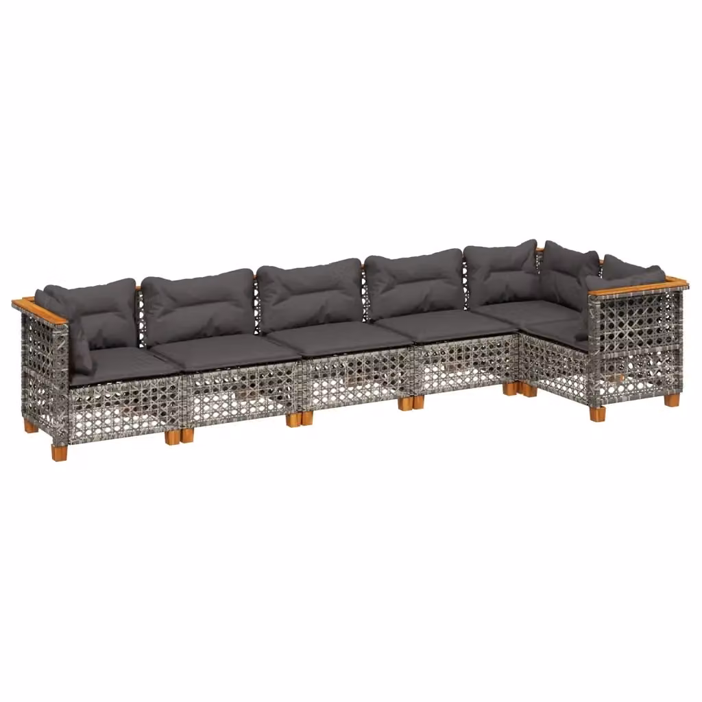 Set Divano da Giardino vidaXL 6 pz in Polyrattan Grigio con Cuscini e Rivestimenti Rimovibili – 2
