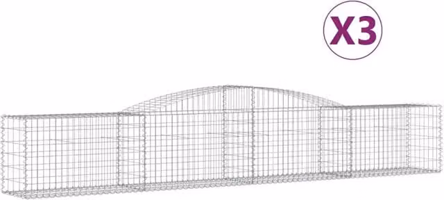 Cesti Gabbioni ad Arco 3 pz 400x50x60/80 cm Ferro Zincato