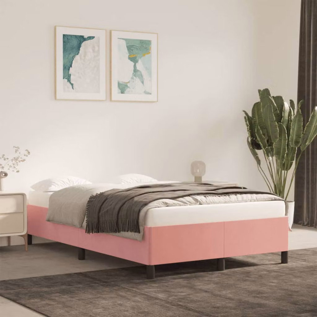 Giroletto senza materasso vidaXL in velluto rosa L 120 cm x P 190 cm