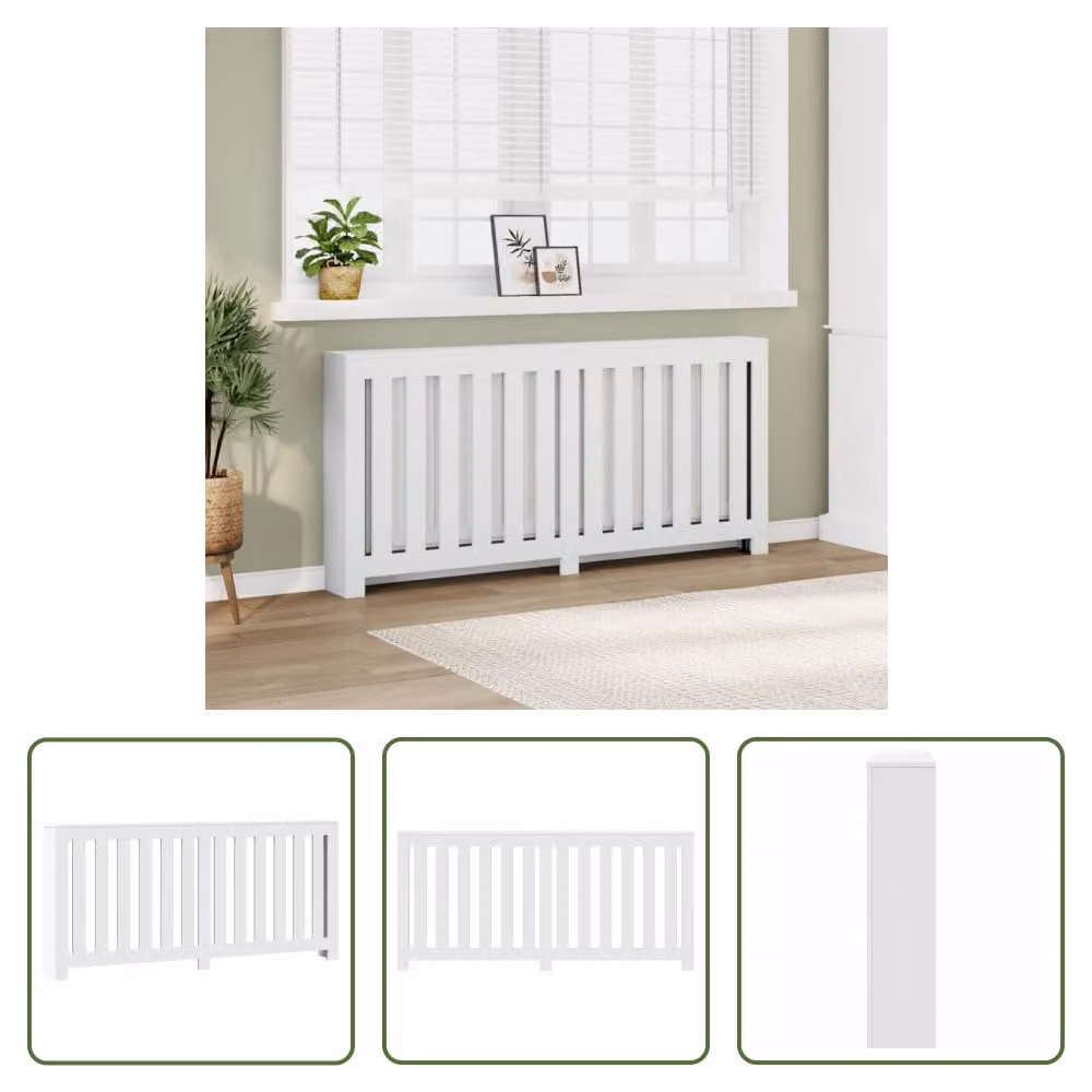 The Living Store Rivestimento per radiatori Bianco 175x20x82 cm Materiale a base di legno