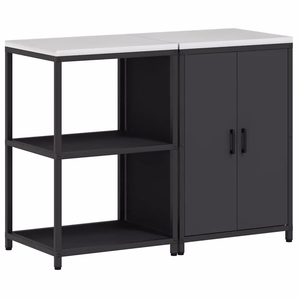 Set di stoccaggio per cucina e giardino vidaXL in metallo nero opaco con ante a battente – 2