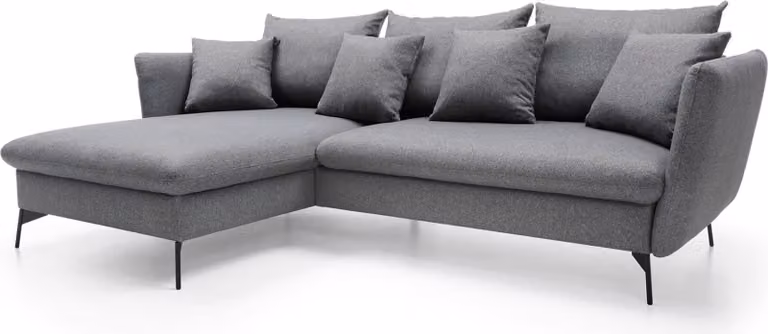 FURNLUX Divano angolare Viton Grigio scuro e nero 258 cm / Colore principale: Grigio / Dimensioni: 258 x 91 x 167 cm