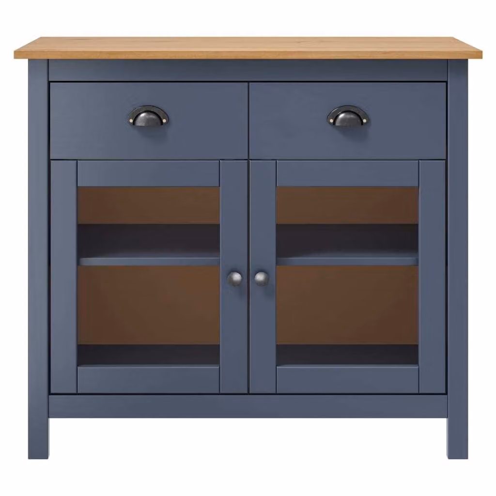 vidaXL Credenza Hill Grey 90x40x80 cm in legno di pino massiccio