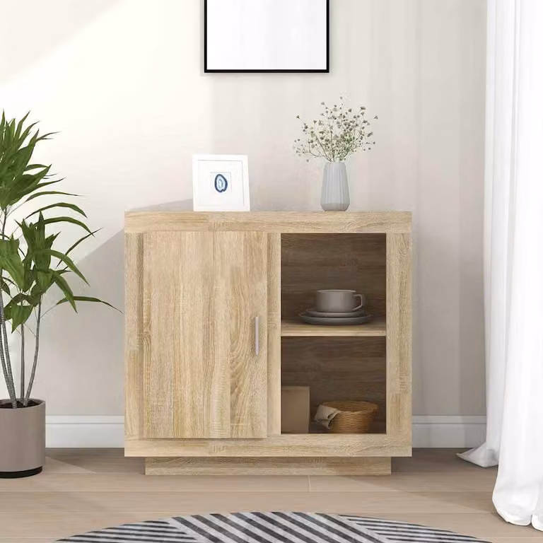 Credenza vidaXL in Rovere Sonoma, Colore Marrone e Beige, L 80 cm x P 40 cm x H 75 cm