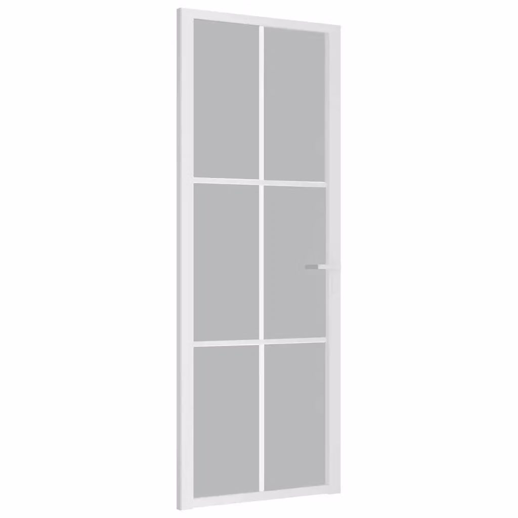 Porta Interna Scorrevole vidaXL in Vetro Trasparente e Alluminio Bianco, L: 76 cm, H: 201,5 cm – 2