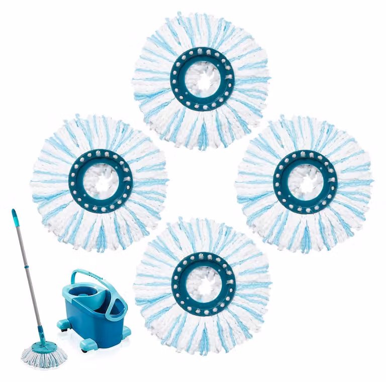 4 rivestimenti di ricambio per mop Leifheit Clean Twist, dimensioni 35,5 cm, colore blu