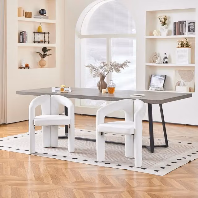 Desviae Set di 2 sedie da pranzo in velluto beige con braccioli portata massima 150 kg per sala da pranzo soggiorno e ufficio