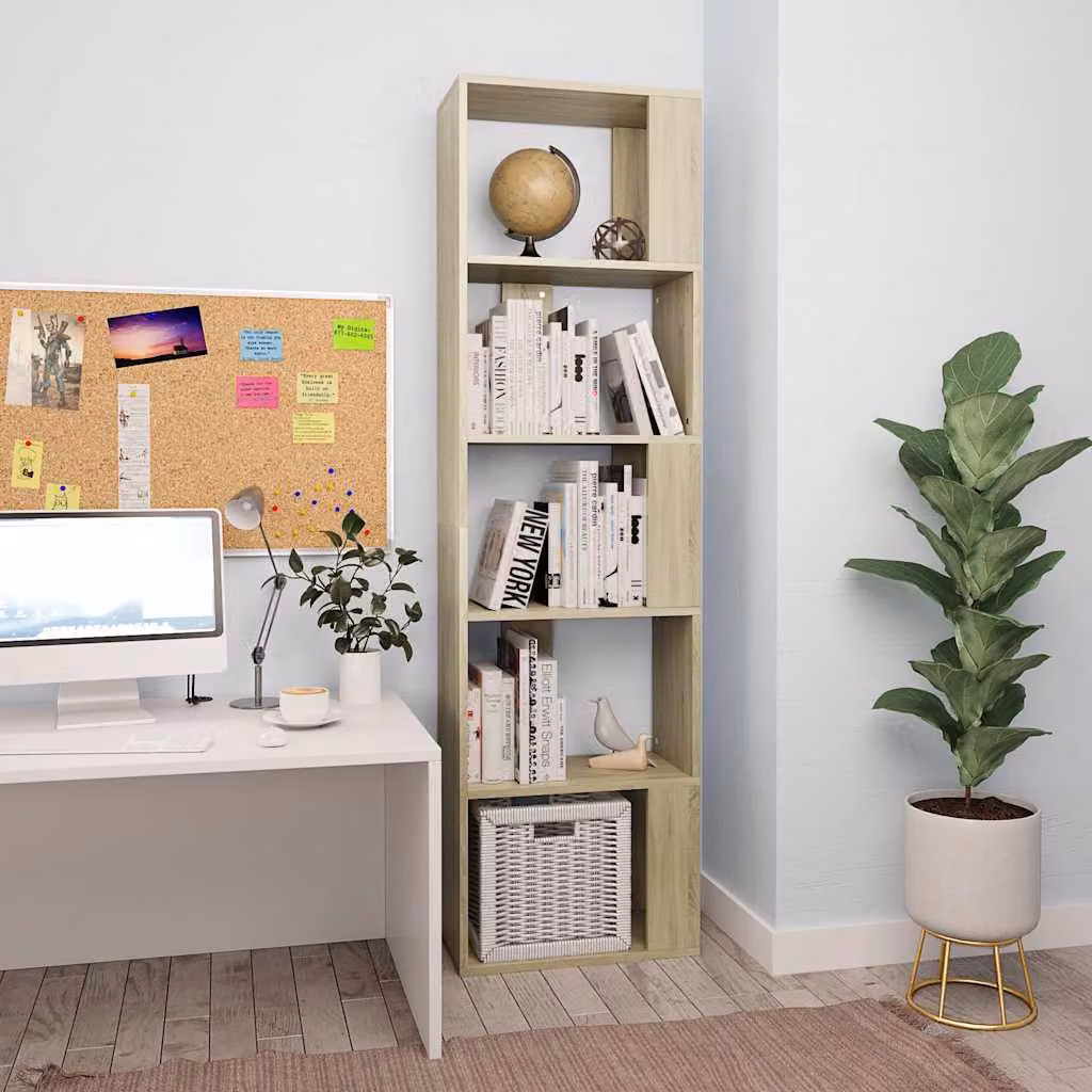 Libreria e Divisorio vidaXL in Legno Multistrato e MDF, Colore Rovere Sonoma, L 45 cm x P 24 cm x H 159 cm