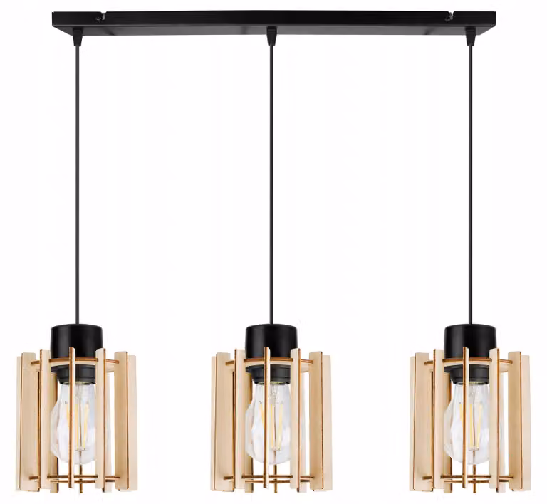 Lampada a sospensione, lampadario da soffitto, legno, paralume LED