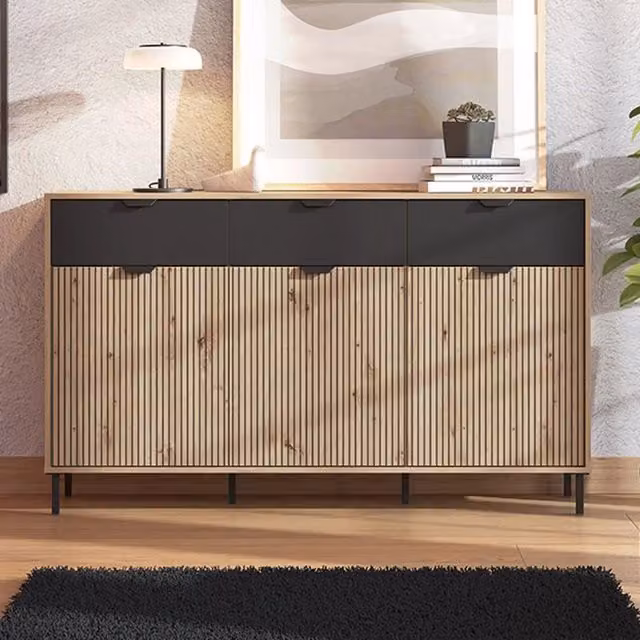 Madia Robbio DMORA con 3 cassetti in rovere nodi marrone L: 157 cm, P: 40 cm, H: 92,5 cm