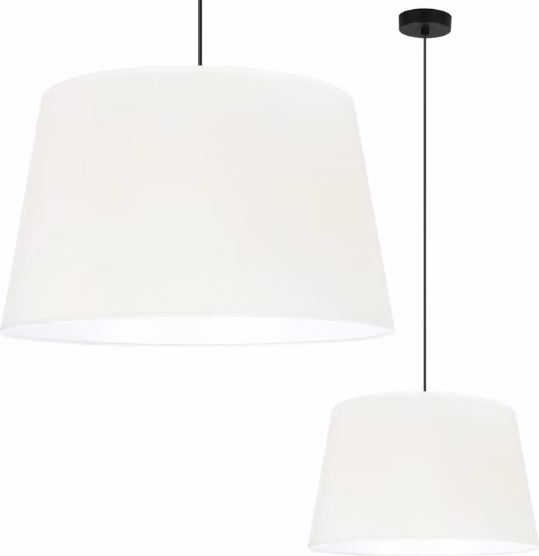 Lampada A Sospensione A Cono Gaja Nero 1 Paralume Piatto Crema 44Cm