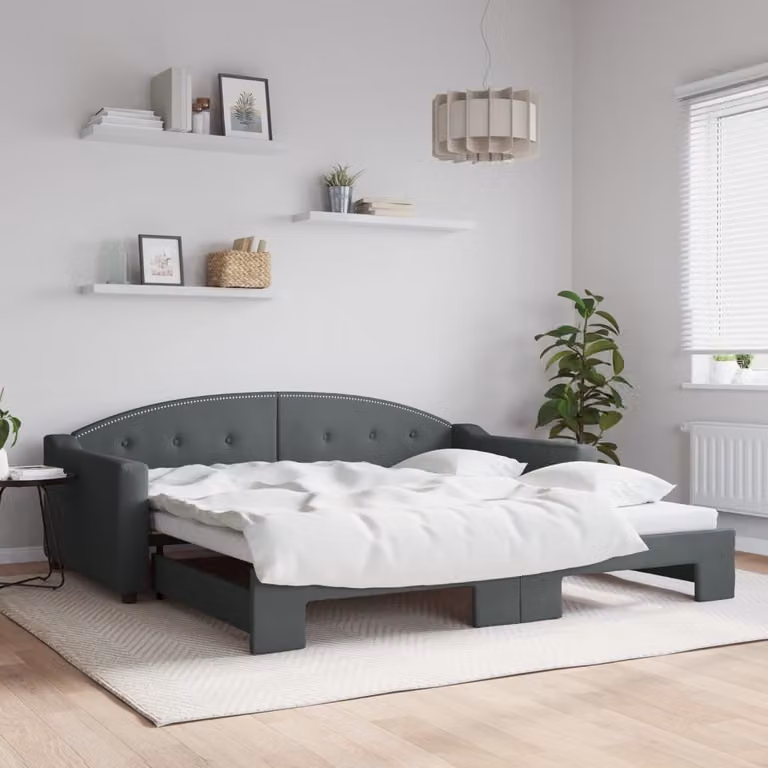 Maison Exclusive - Divano letto estraibile grigio scuro 100x200 cm in tessuto