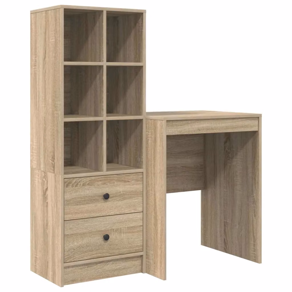 Set di 2 Scrivanie moderne vidaXL in Rovere Sonoma marrone con scaffale, L: 105,5 cm, P: 50 cm, H: 127 cm – 2