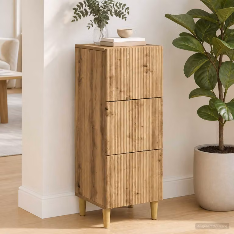Carrello mobile con cassetti vidaXL in legno marrone con ruote L 33 cm, P 34,5 cm, H 90 cm
