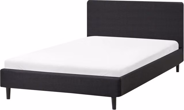 Letto matrimoniale in tessuto nero 120 x 200 cm con rete stile contemporaneo