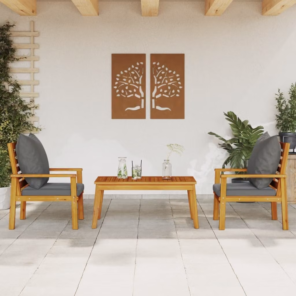 Maison Exclusive - Set Mobili da Giardino 3pz con Cuscini Legno Massello di Acacia