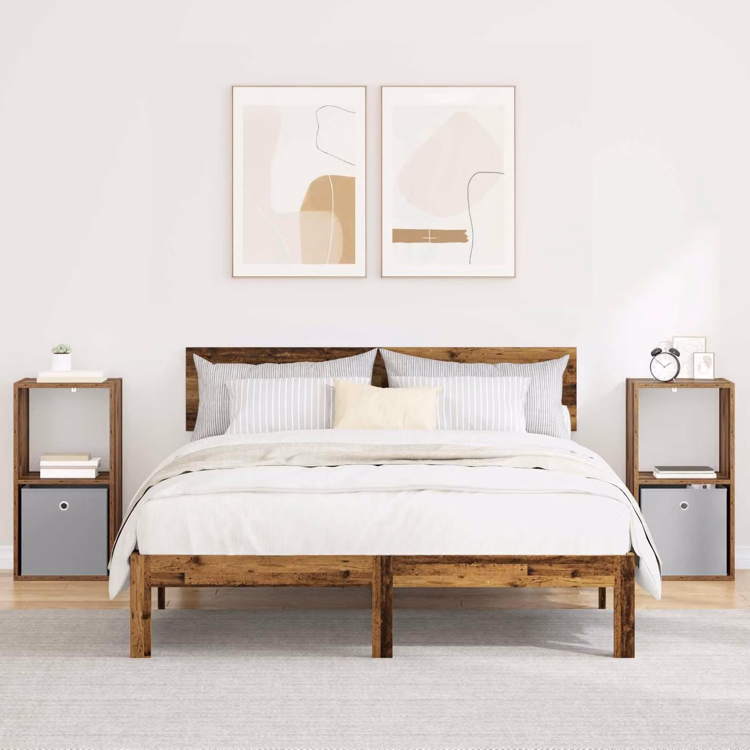 Set di 2 comodini vidaXL in legno effetto vecchio marrone L/P/H: 35 x 32 x 68,5 cm
