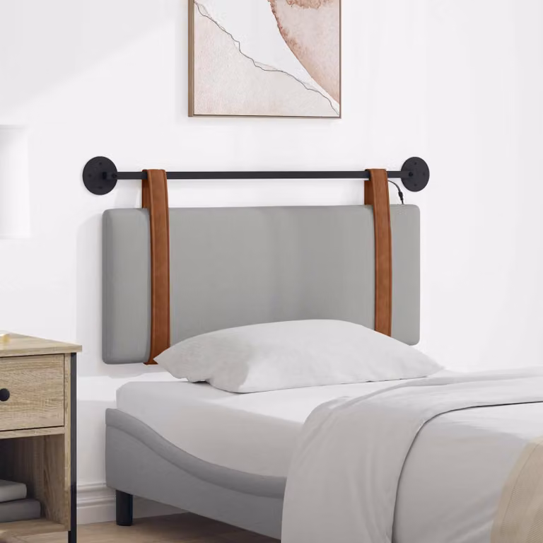 Testiera sospesa vidaXL in similpelle e tessuto Grigio con illuminazione integrata e pannello imbottito per camera da letto