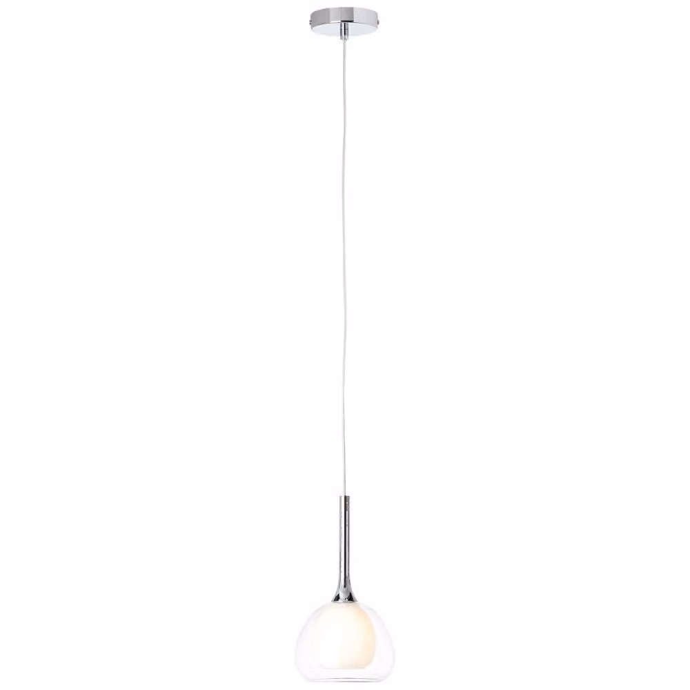 Lampada brillante Hadan a sospensione 10cm cromo/bianco-trasparente | 1x D45, E14, 40W, adatto per lampade a goccia (non incluse) | Altezza regolabile / cavo accorciabile