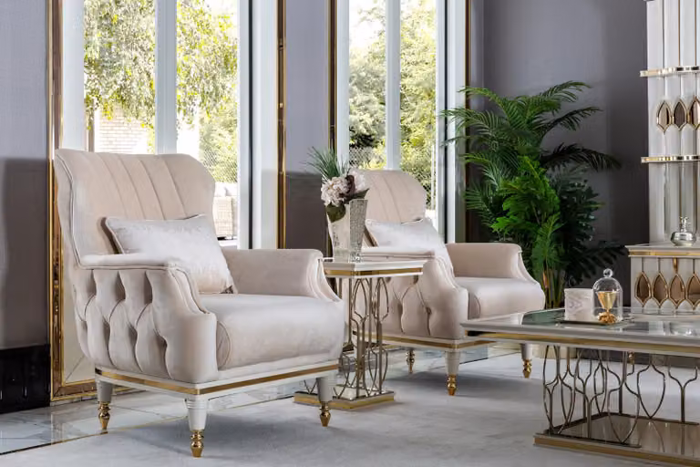 Sessel Chesterfield Möbel Tisch Set 2x Einsitzer Set Couch Sofa 3tlg.