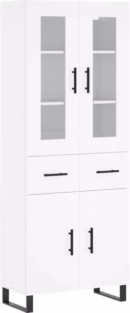 Credenza | Madia | Buffet da pranzo | Armadio da pranzo Bianca 69,5x34x180 cm in Legno Multistrato