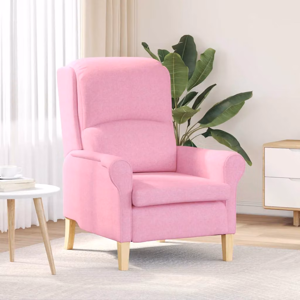 Poltrona moderna vidaXL in tessuto rosa con braccioli L: 76 cm, P: 94 cm, H: 102 cm