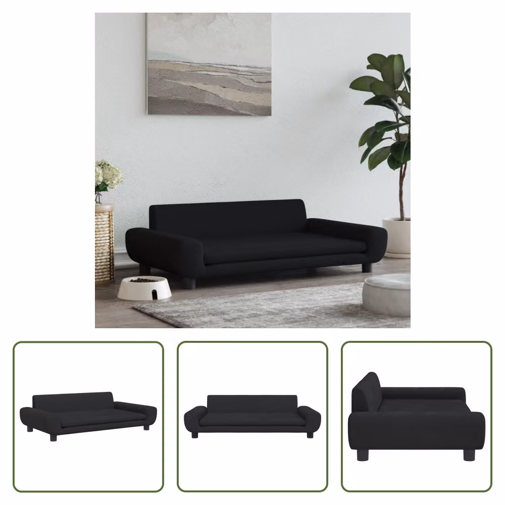 The Living Store Letto per cani nero 100x54x33 cm in velluto