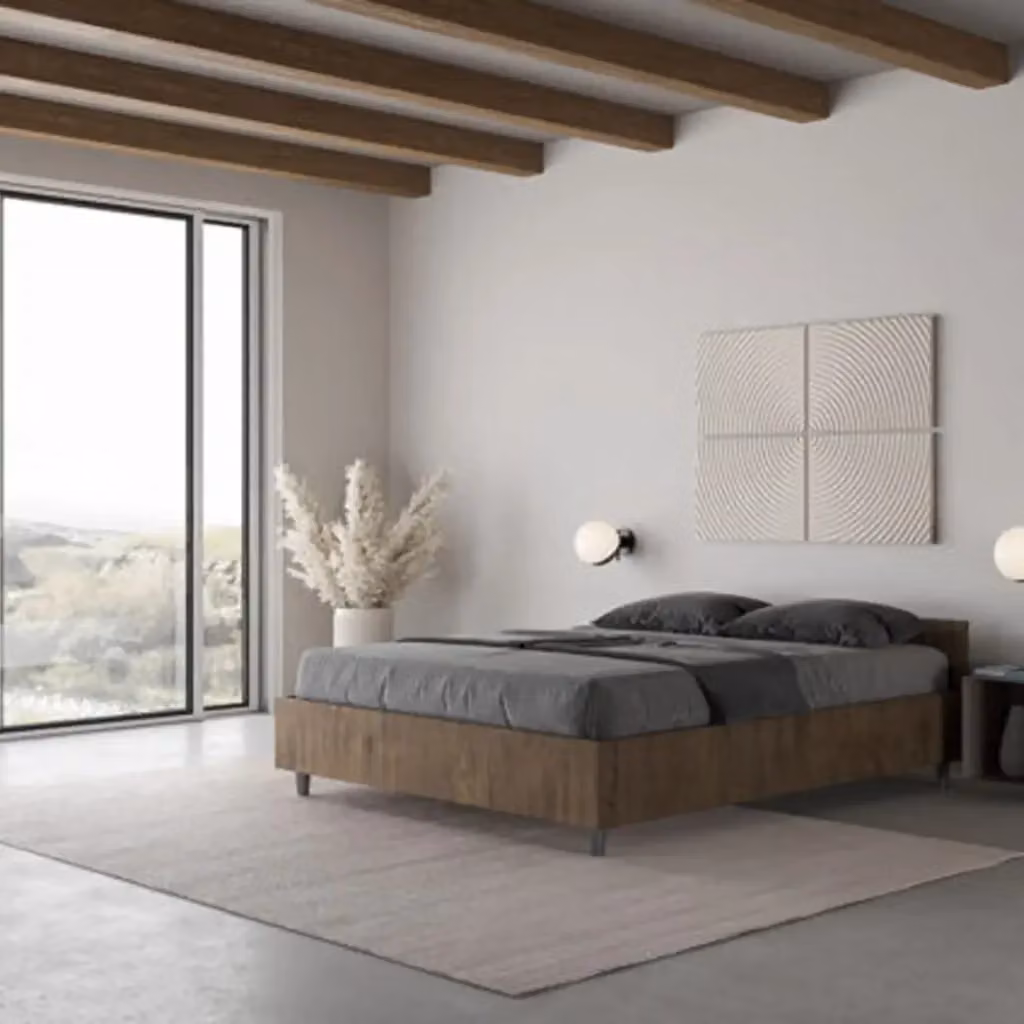 Letto matrimoniale francese Nuamo colore noce senza rete L/P: 140 x 190 cm – 2