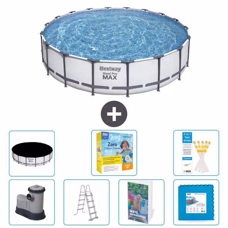 Piscina gonfiabile Bestway Steel Pro MAX, rotonda, 549x122 cm, composta da 6 parti, modello S566