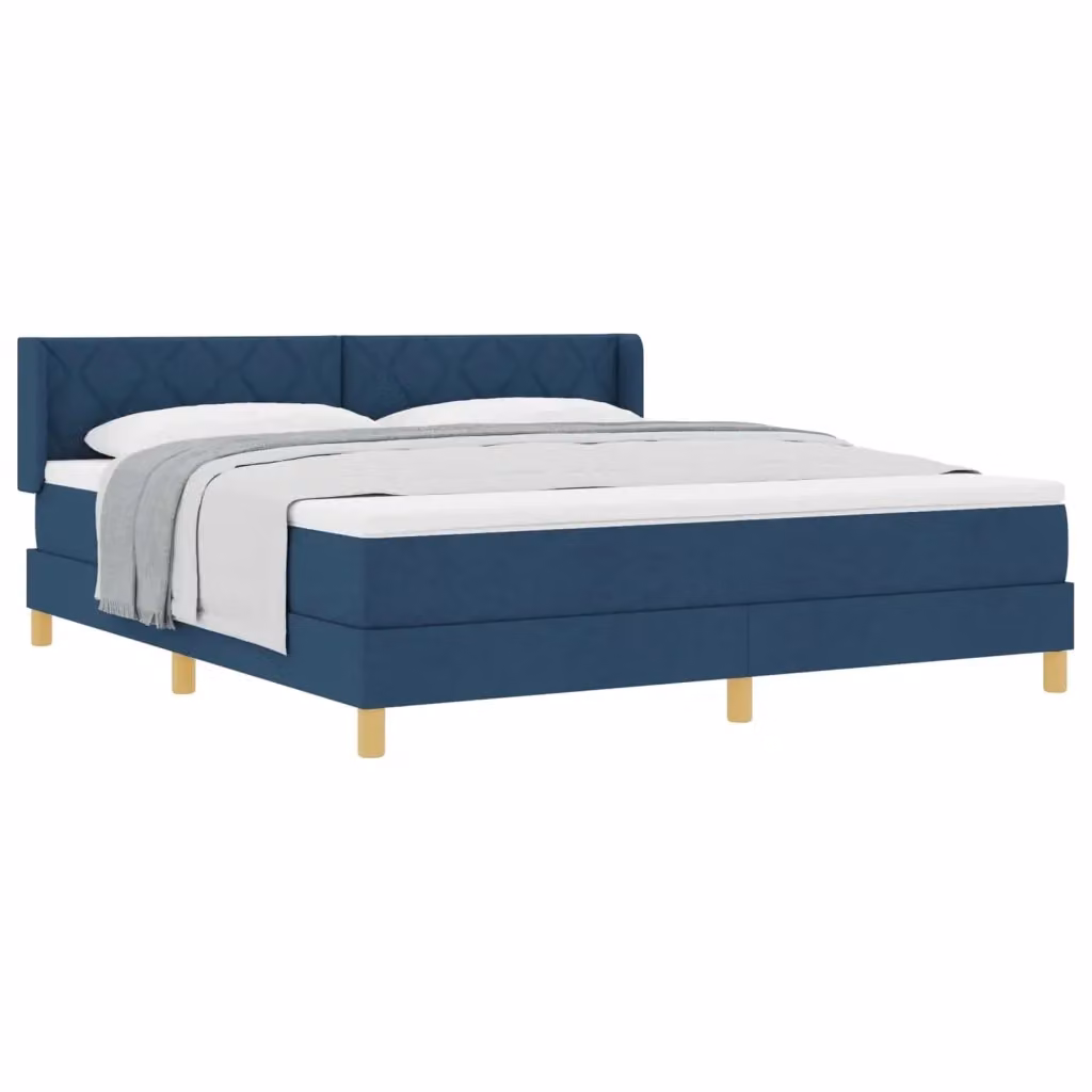 Letto a molle moderno vidaXL con testiera in tessuto blu L 180 x P 200 cm – 2