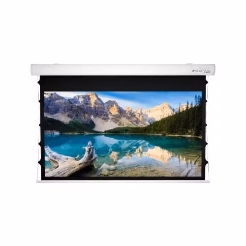 Schermo di proiezione elettrico tensionato Sopar bianco con formato 16:9 L: 213 cm, H: 120 cm – 2