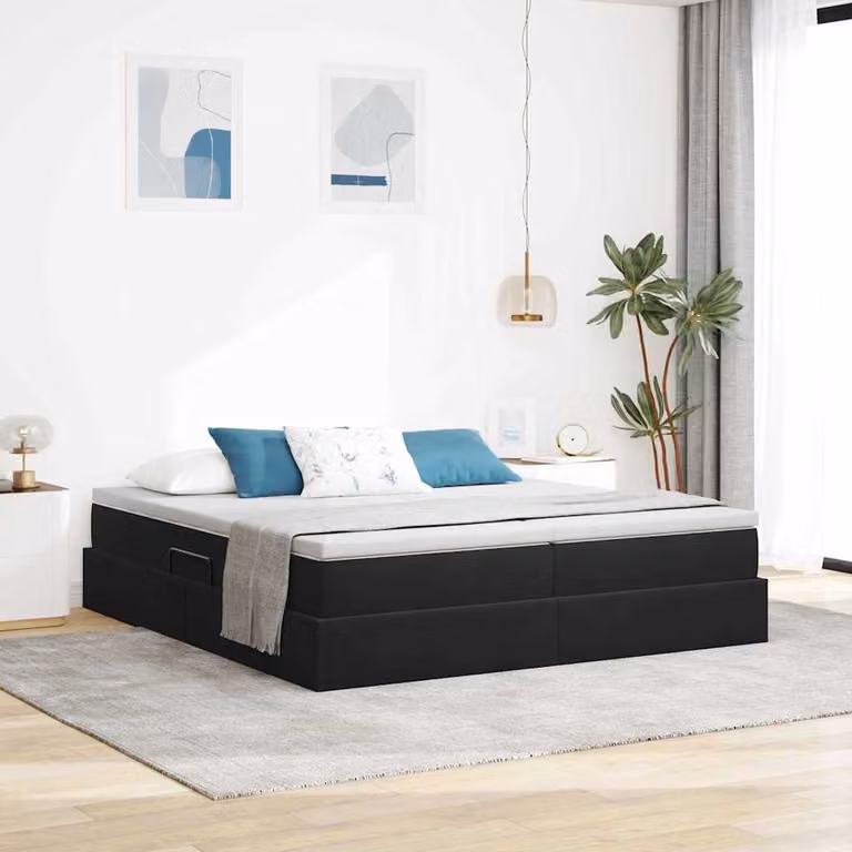Letto con contenitore e materasso vidaXL in velluto nero L/P/H: 200 x 200 x 280 cm