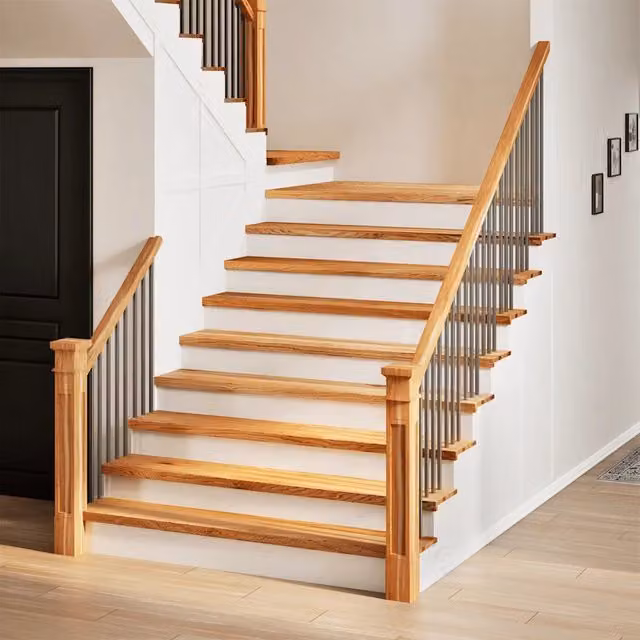 Set di 8 gradini in legno massello di rovere color marrone chiaro vidaXL L 120 cm x P 30 cm x H 2 cm