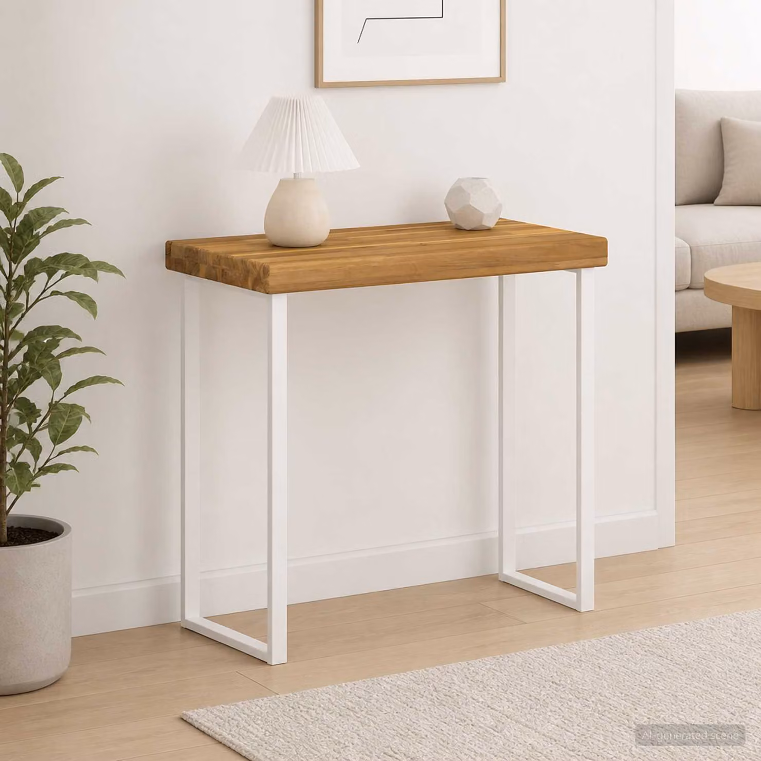 Piano del tavolo rettangolare in legno di acacia vidaXL con bordo naturale, marrone e bianco, L: 40 cm, P: 20 cm, H: 3,2 cm