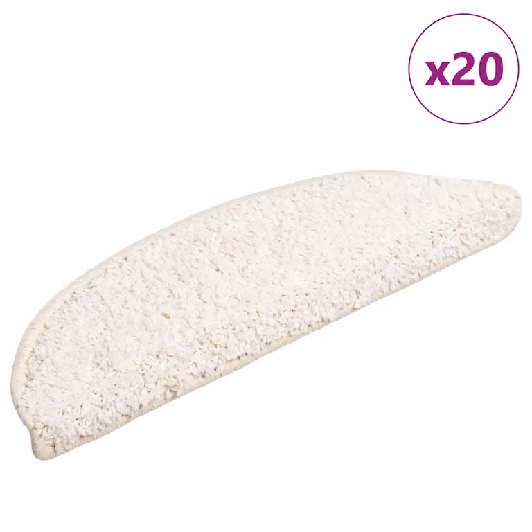 Set di 20 tappetini per scale semicircolari vidaXL, bianchi, antiscivolo e fonoassorbenti, L: 56 cm, P: 17 cm, H: 3 cm