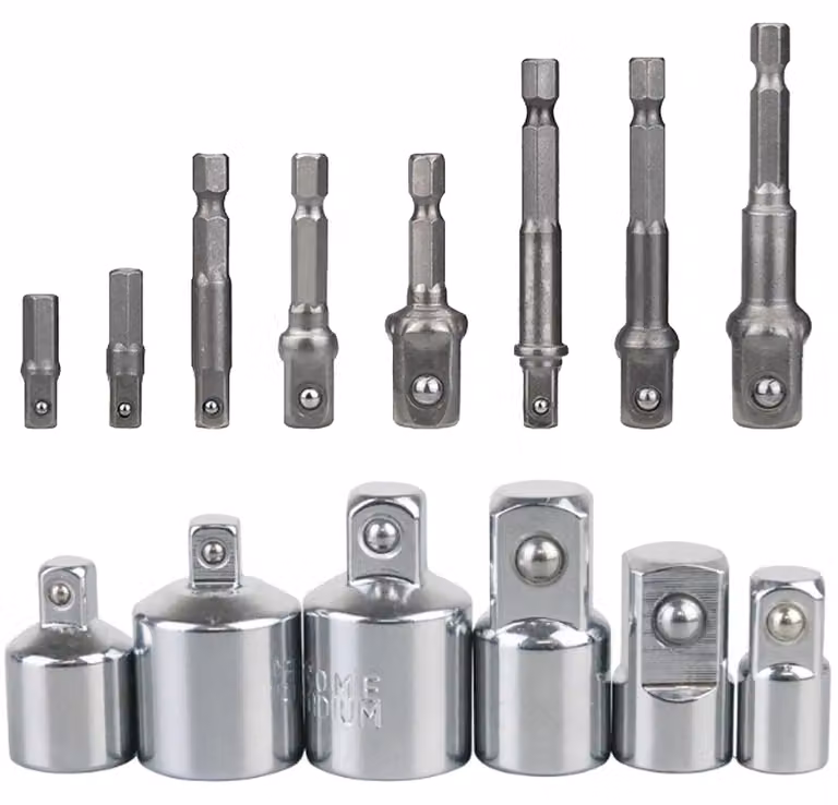 Set di adattatori per chiavi a bussola da 14 pezzi - Set di chiavi a bussola da 6 pezzi + Set di adattatori da 8 pezzi