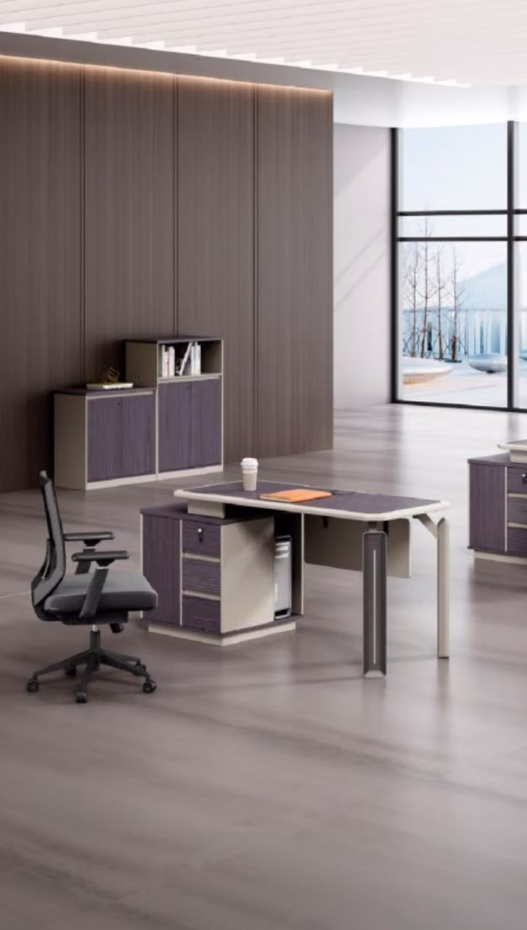 Stilvolle Büro Schreibtisch Holzmöbel Arbeitsumgebung Schubladen