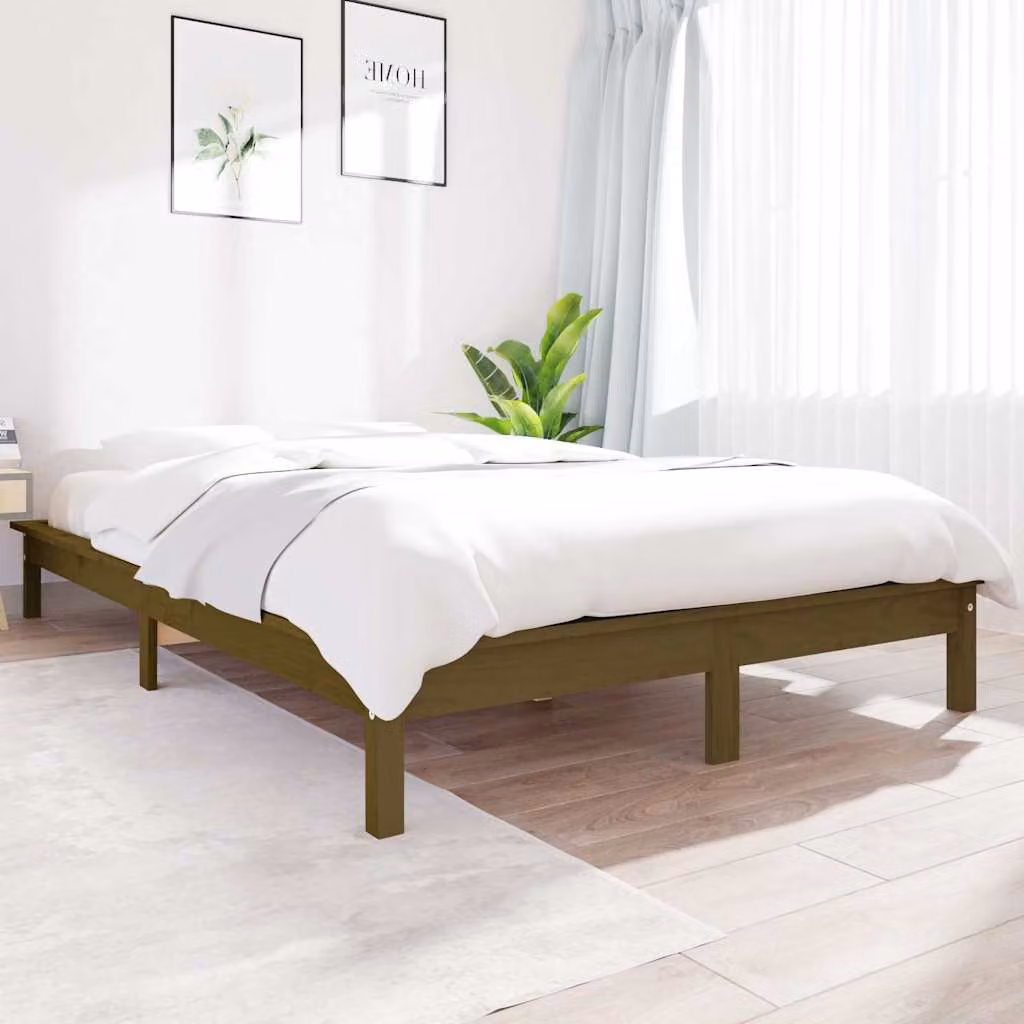 vidaXL Giroletto in legno massello di pino colore ambra L/P/H: 140 x 190 x 202 cm
