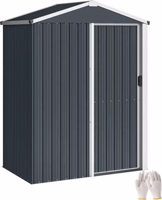 Casetta da giardino 1,1 m2 con porta scorrevole e tetto inclinato ¨C Xylo ¨C 136x87x179 cm grigio scuro
