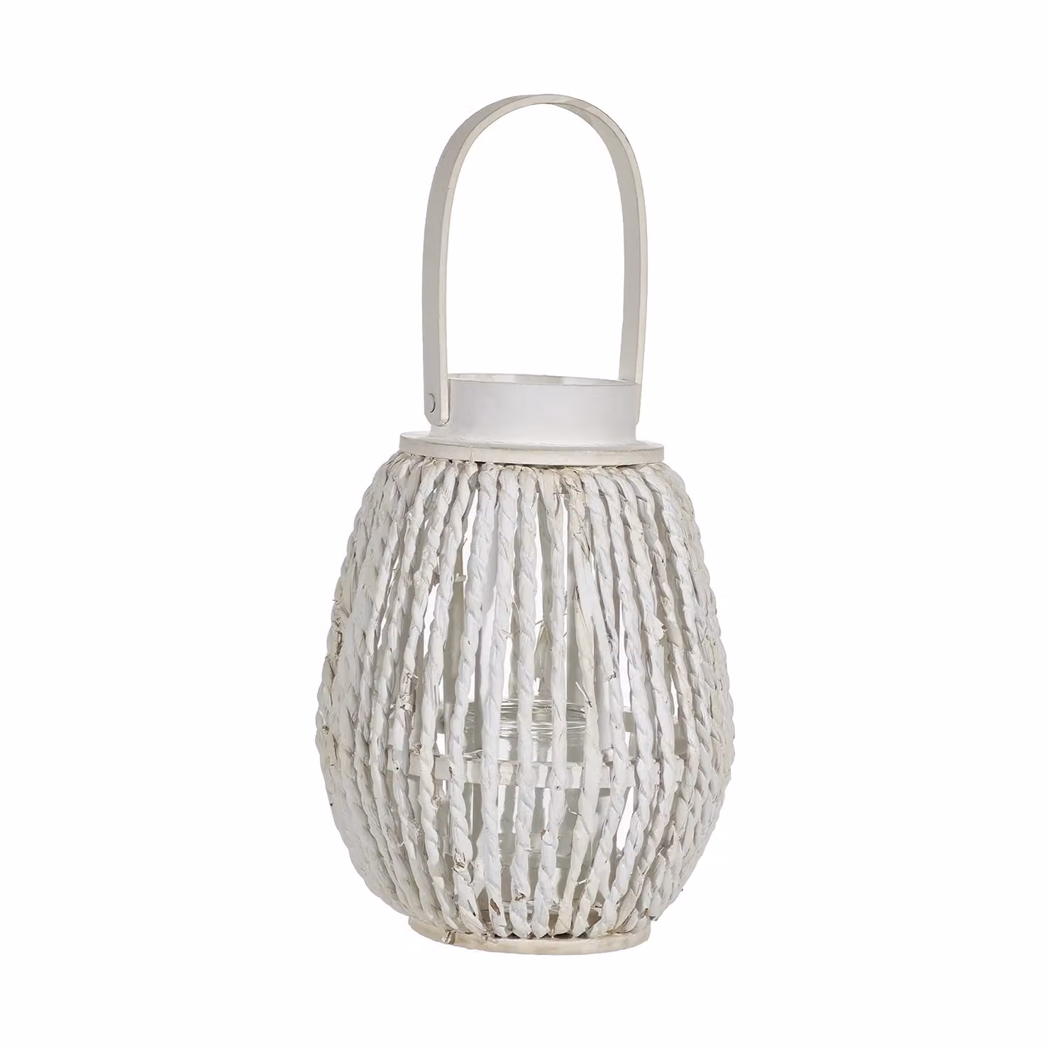 Lanterna Portacandela VESTIAMO CASA in Legno e Vetro Bianca con Manico, Altezza: 27 cm – 1